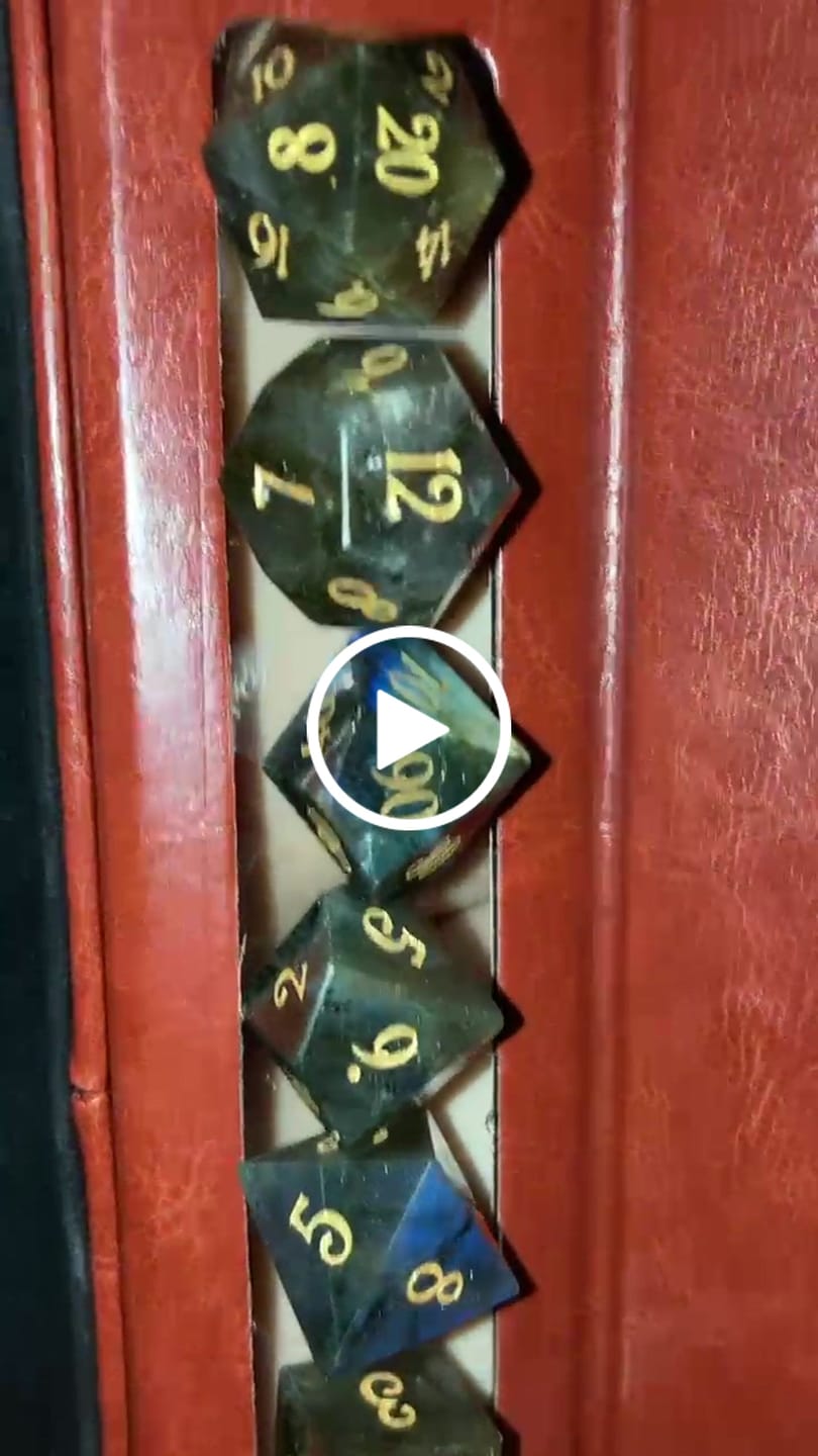Customer video review of URWizards D&D Labradorite Gemstone Engraved Dice Set