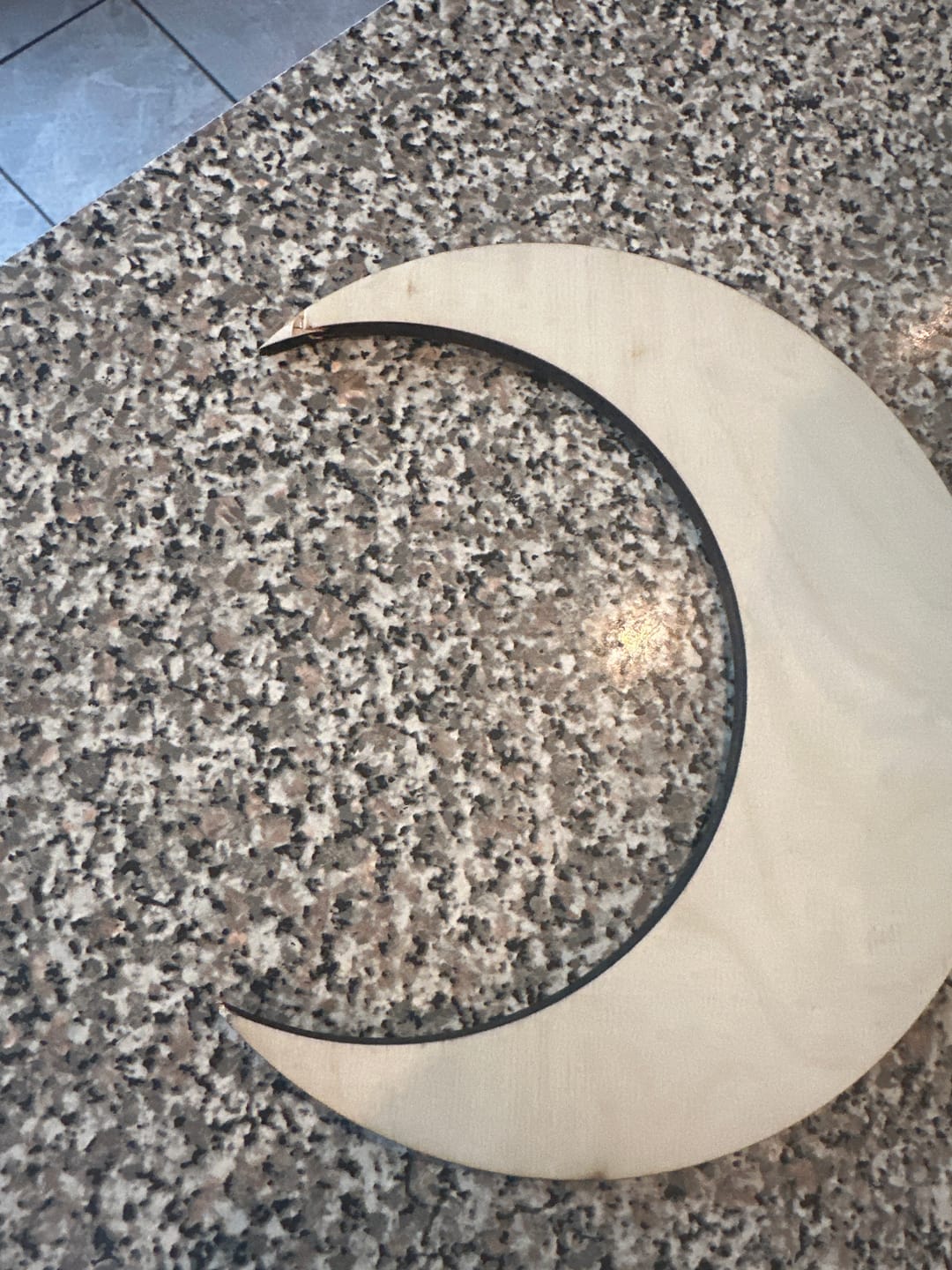 Customer photo review of Unfinished Wood Crescent Moon Shape | DIY Celestial Night Sky Craft Cutout | Up to 36"