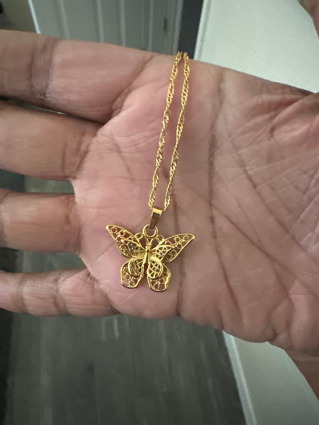 Customer photo review of Butterfly Pendant Necklace