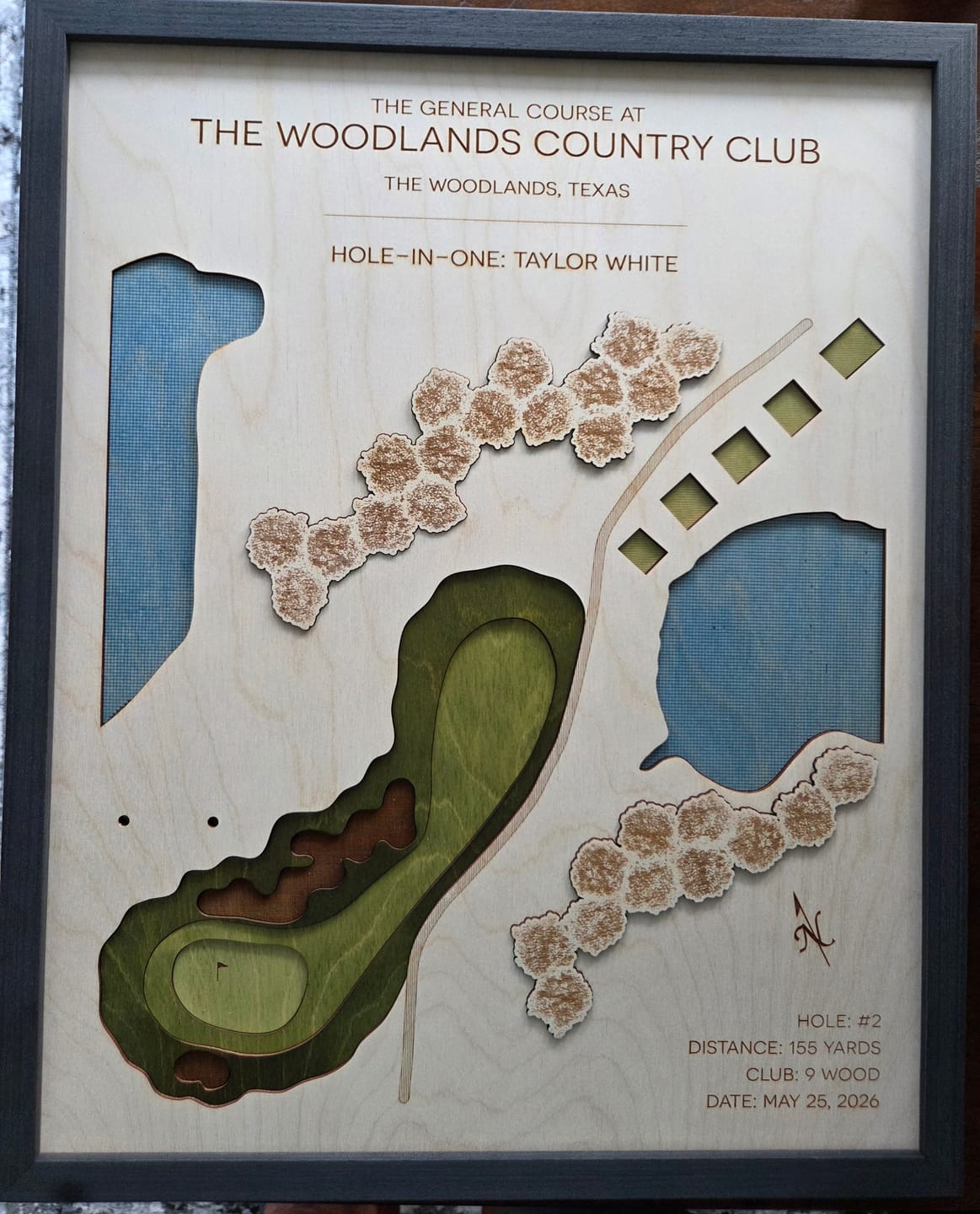 Customer photo review of Personalized Hole-in-One | Single Hole Golf Art