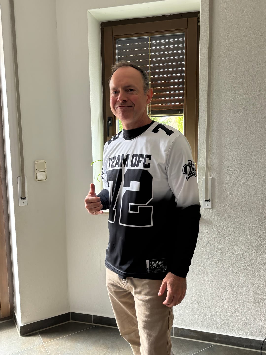 Customer photo review of Die Epic Teams Faded Multicolor Custom Long Sleeve Jersey