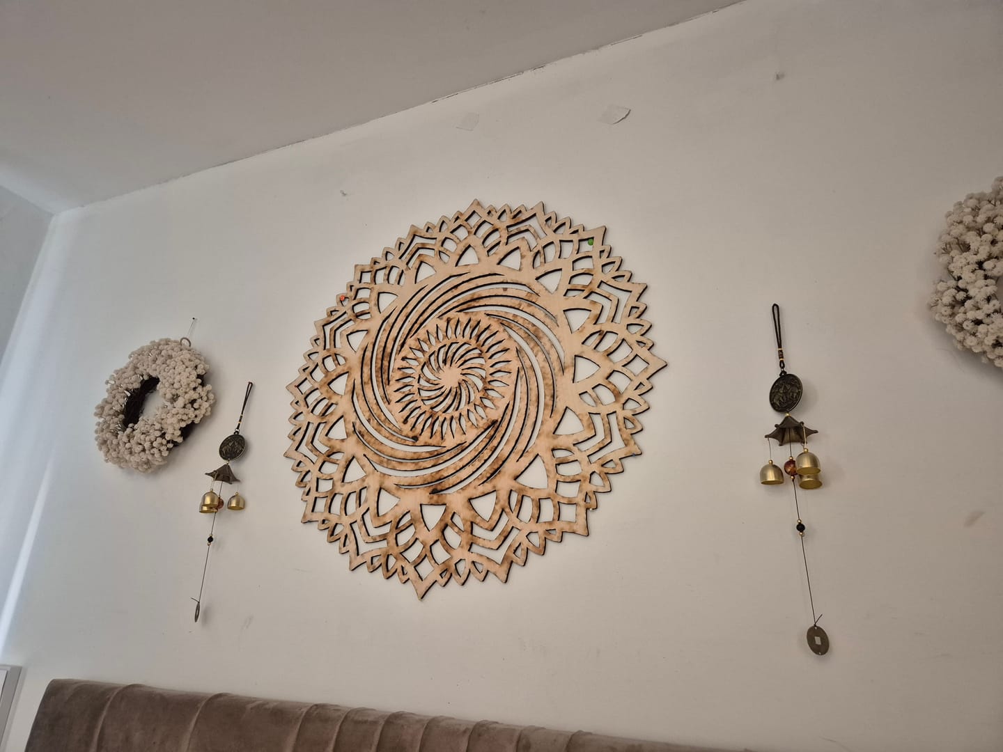 Customer photo review of Buddha Stones Blessing Letter Elephant Bagua Auspicious Coin Wall Hanging Chime Bell Handmade Home Decoration