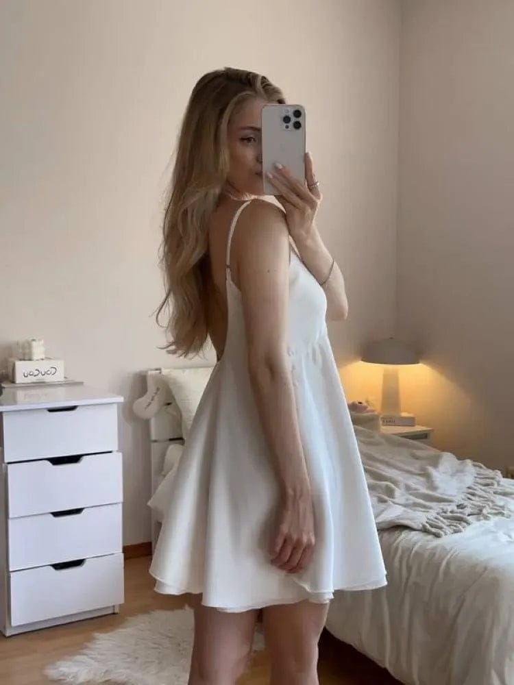 Customer photo review of Kimberly Satin Mini Cami Dress