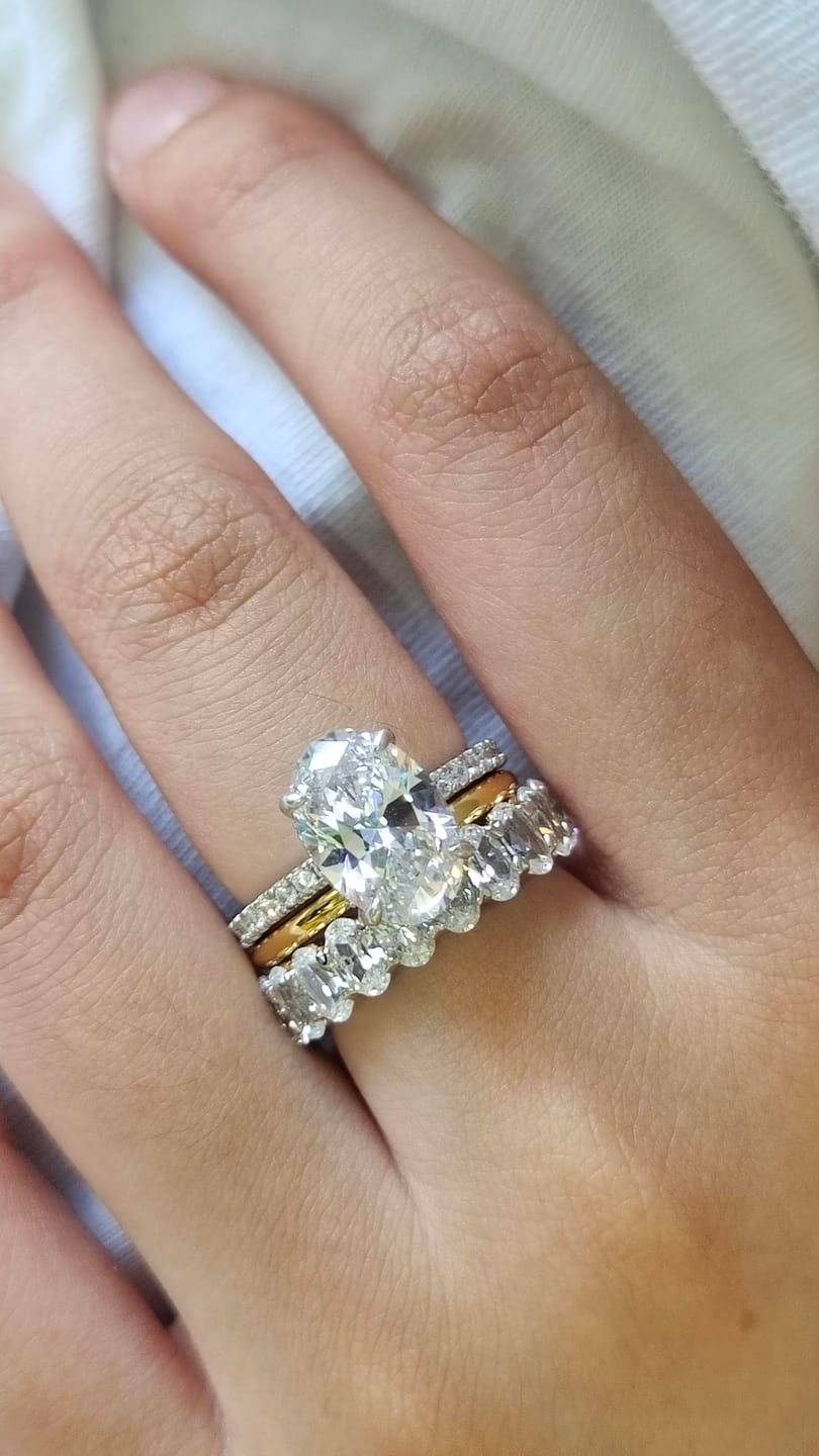 Customer photo review of S925 3PC 4.0Ct Oval Cut Wedding Ring Set Travel Ring For Her With Two Classic Wedding Bands