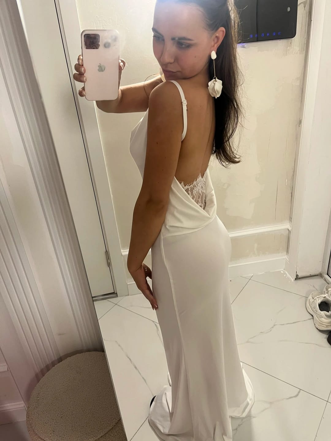 Customer photo review of Elin Silky Backless Maxi Dress
