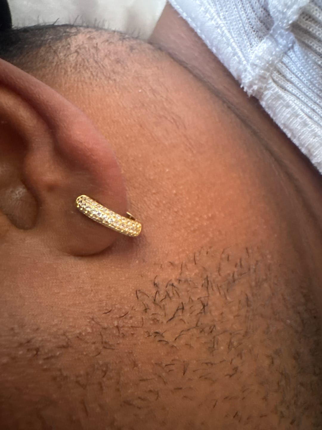 Customer photo review of Mini Hoop Earrings - Vermeil