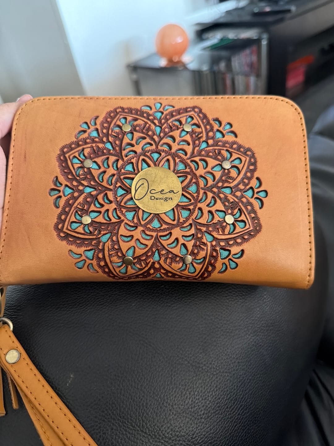 Customer photo review of Sage Mandala Leather Wallet