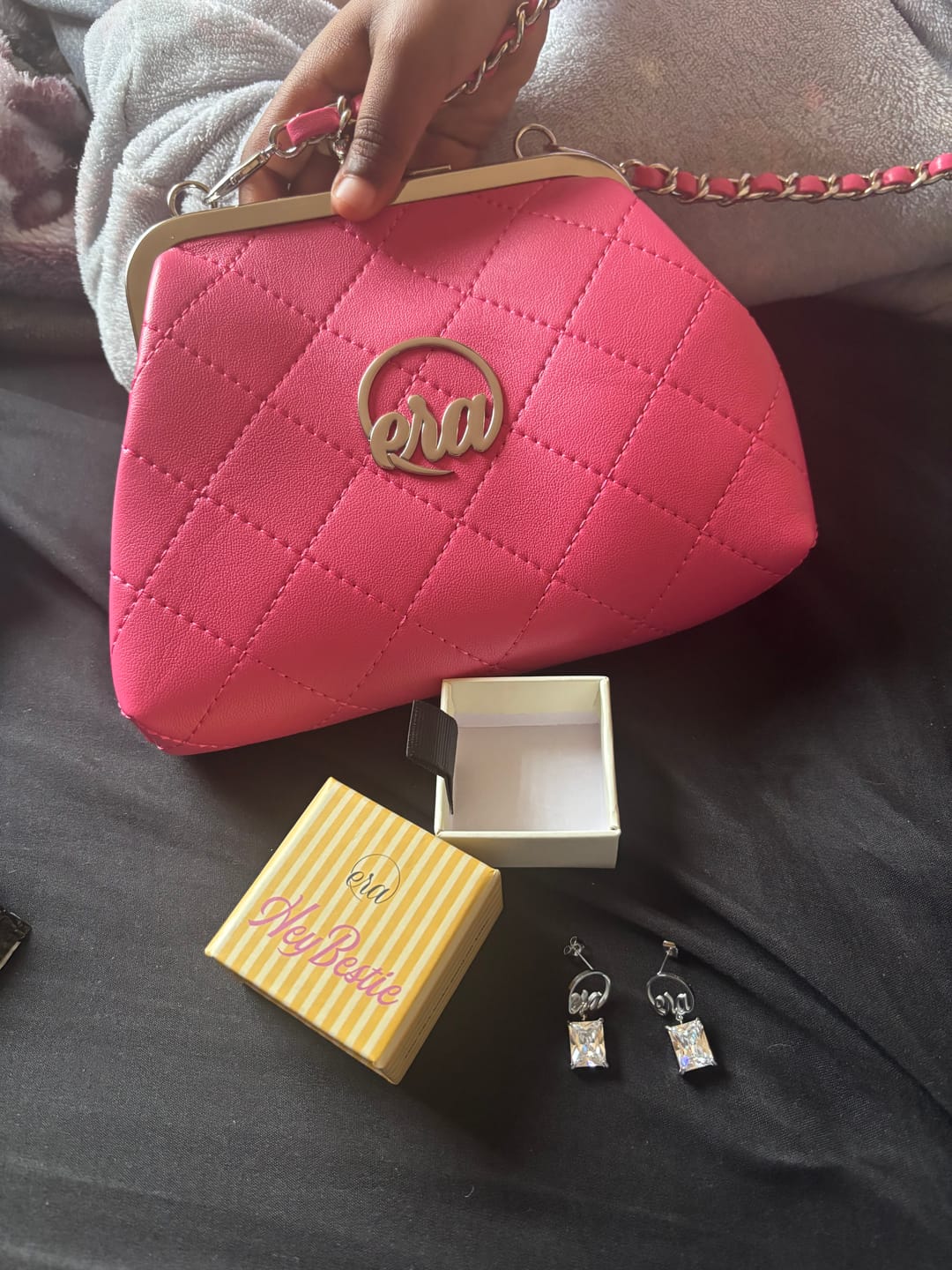 Customer photo review of Silver Era Square Drop Earrings