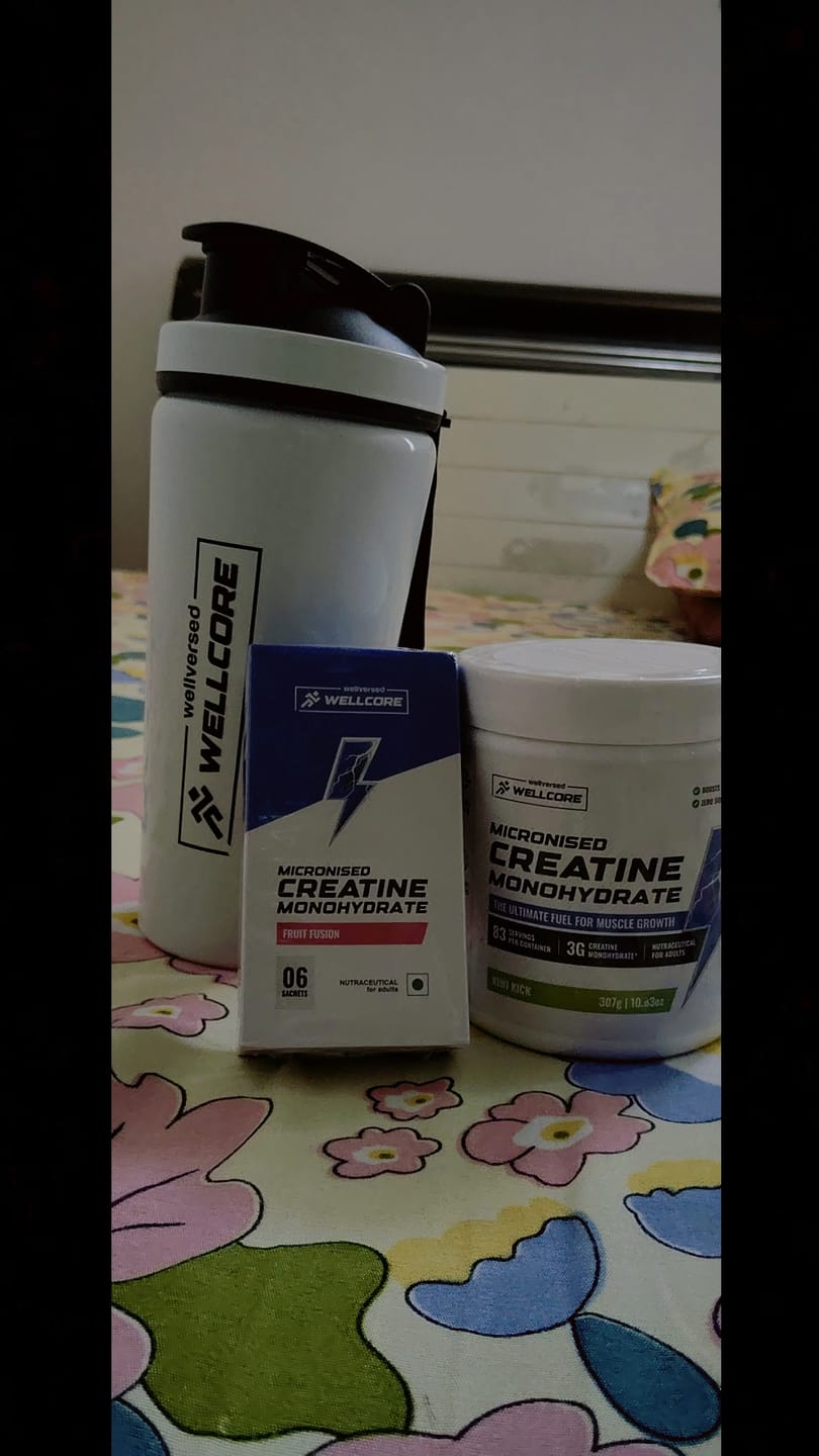 Customer photo review of Wellcore - Micronised Creatine Monohydrate (83 Servings, Kiwi Kick) + Premium Steel Shaker