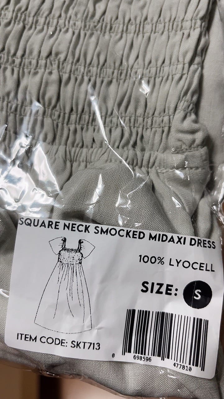Customer photo review of Square Neck Full Smocked Flutter Sleeve Midaxi Dress