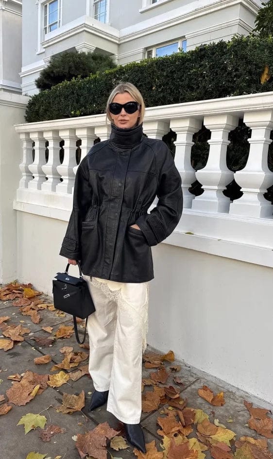 Customer photo review of Carine Leather Moto Jacket