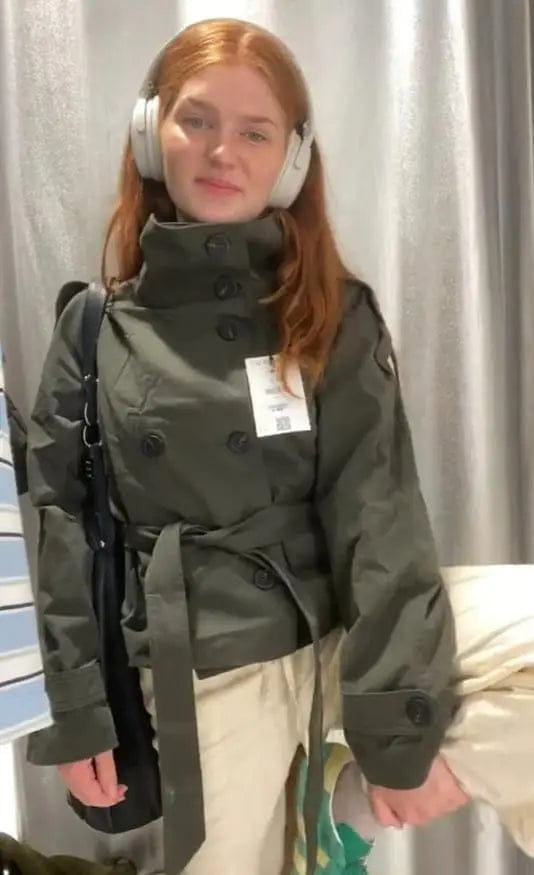 Customer photo review of Sofie Cropped Trench Coat