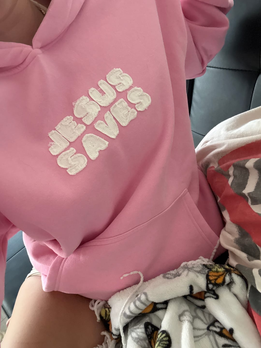 Customer photo review of Jesus Saves Heavy Cut & Sew Stitched Hoodie