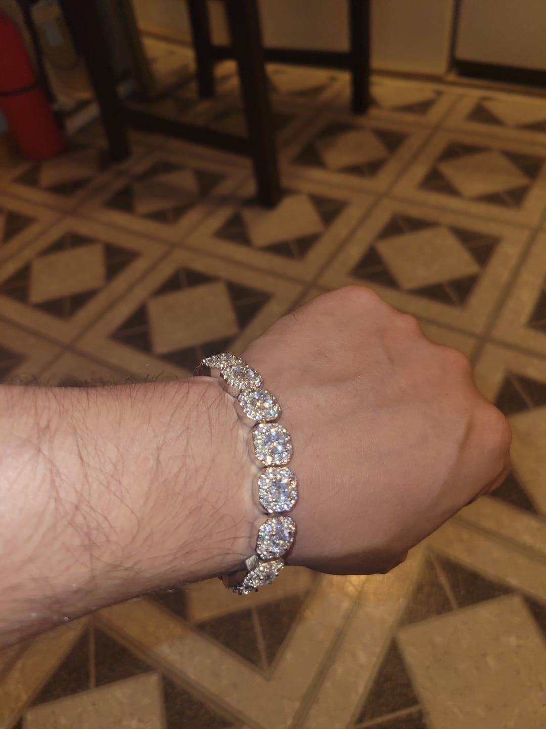 Customer photo review of 18.8CT 10mm Moissanite Clustered Tennis Bracelet - Silver - D Color - VVS1