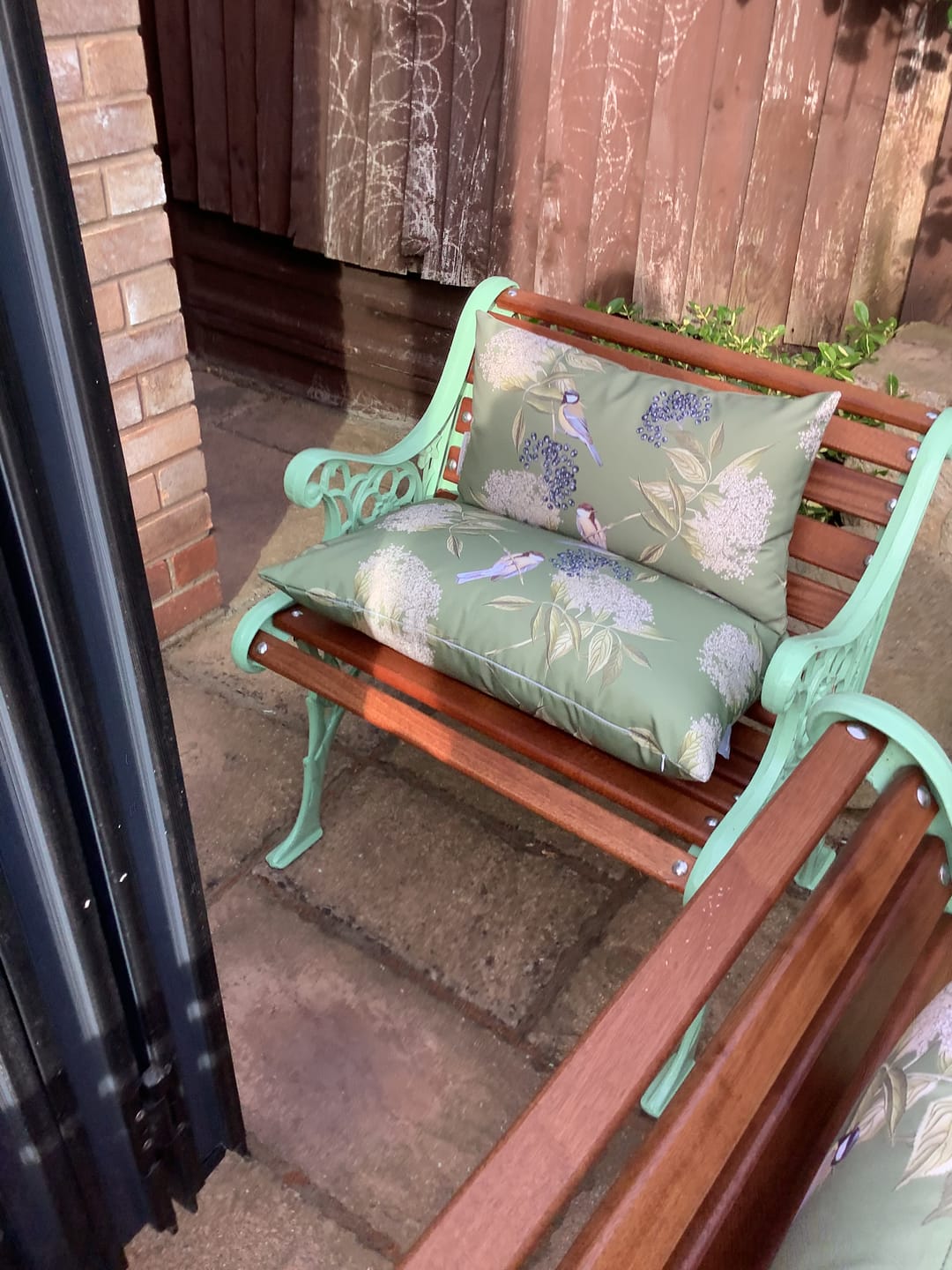 Customer photo review of Outdoor Garden Waterproof Rectangle Cushion - Birds On Elderflower