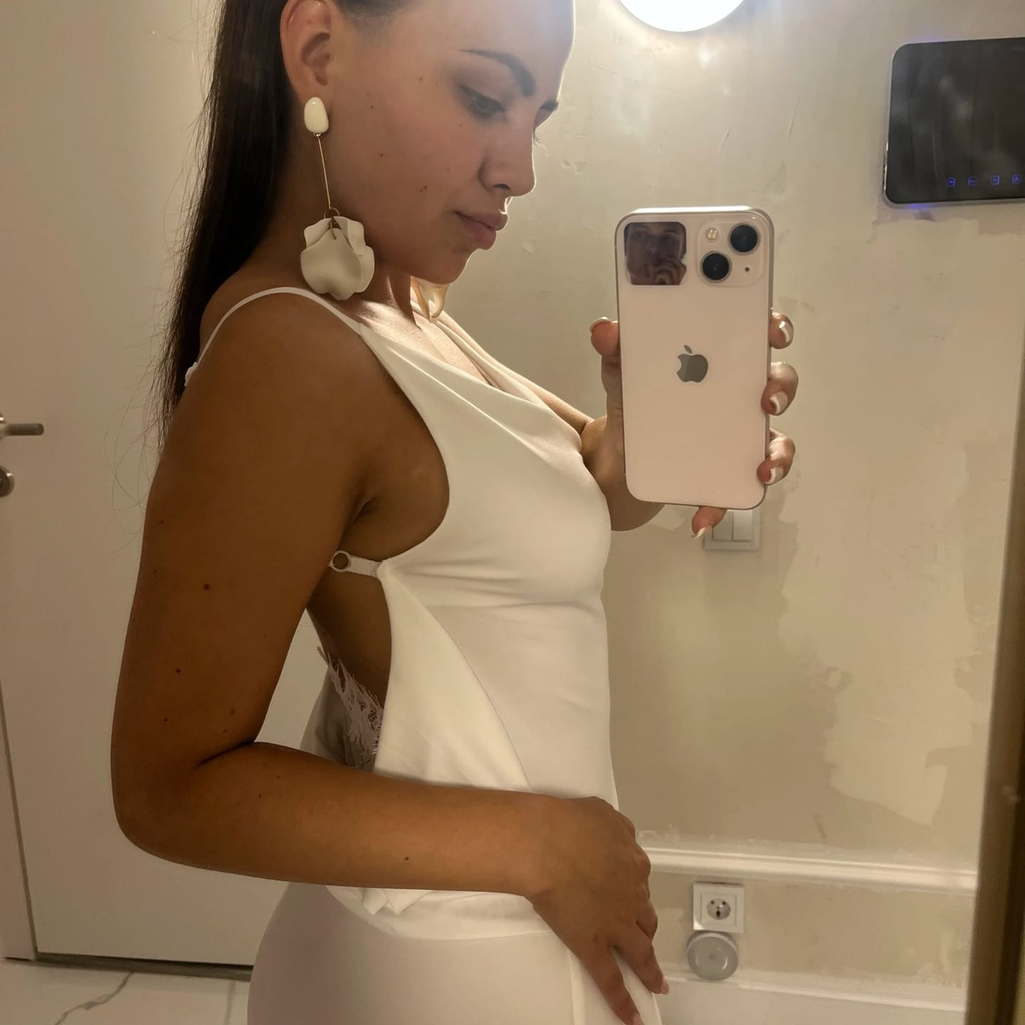 Customer photo review of Elin Silky Backless Maxi Dress