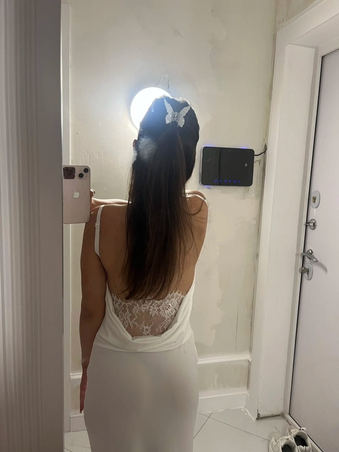 Customer photo review of Elin Silky Backless Maxi Dress