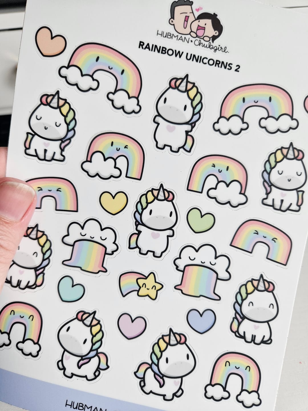 Customer photo review of Rainbow Unicorns 2 Sticker Sheet