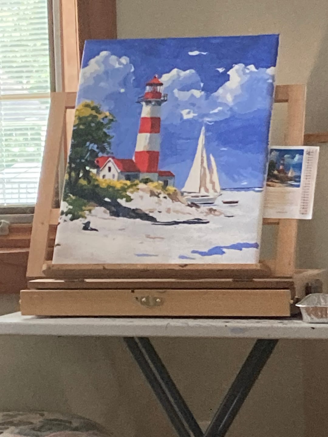 Customer photo review of Lighthouse & Sailboat | Paint by Number