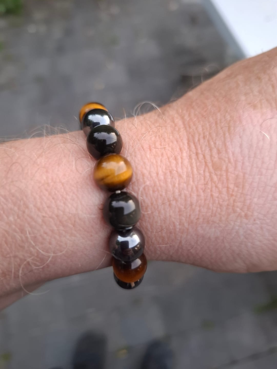 Customer photo review of Bracelet "3 Protections" en Oeil de Tigre, Hématite & Obsidienne Noire