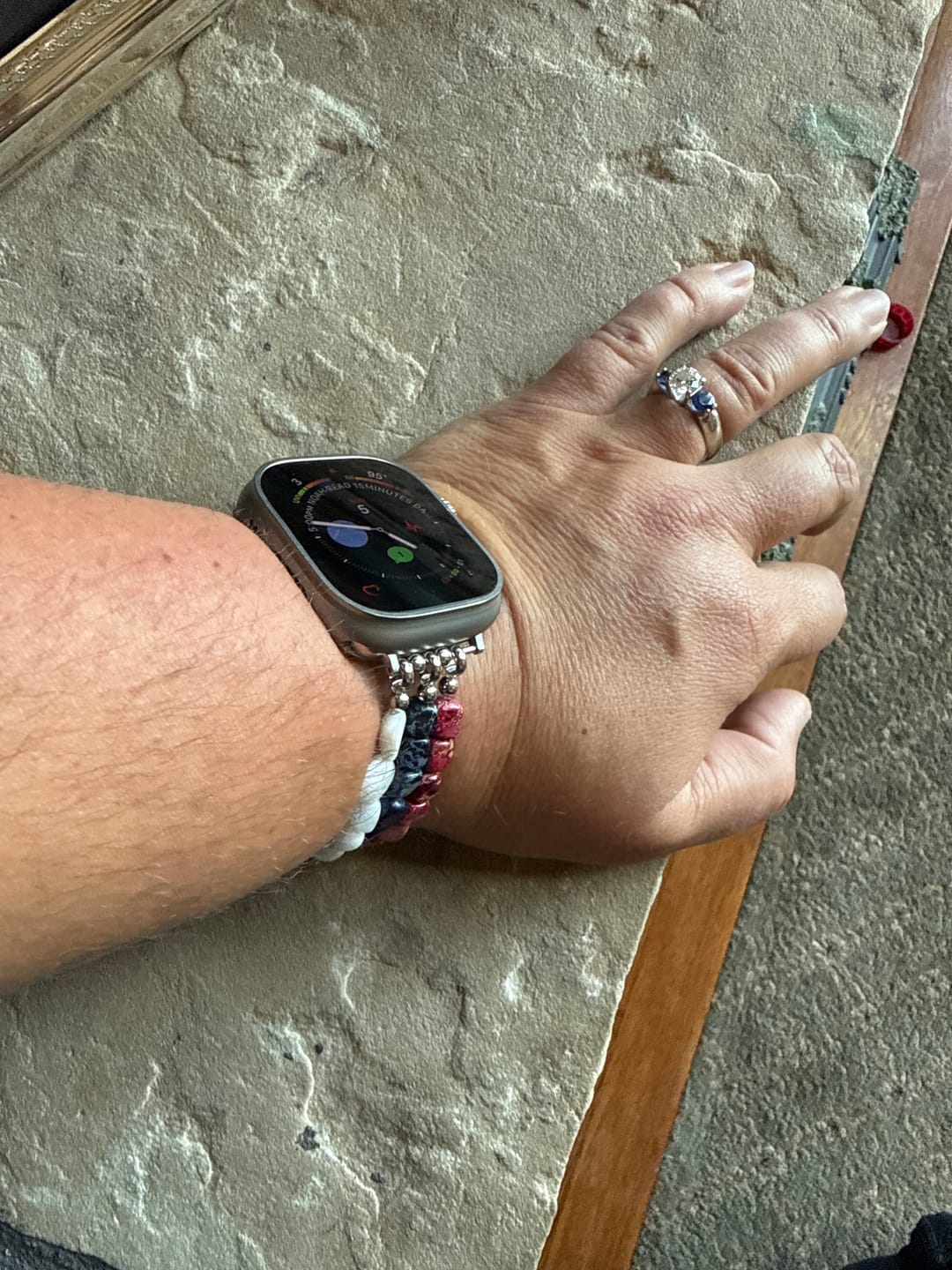 Customer photo review of Independence Flame Stretch Apple Watch Strap