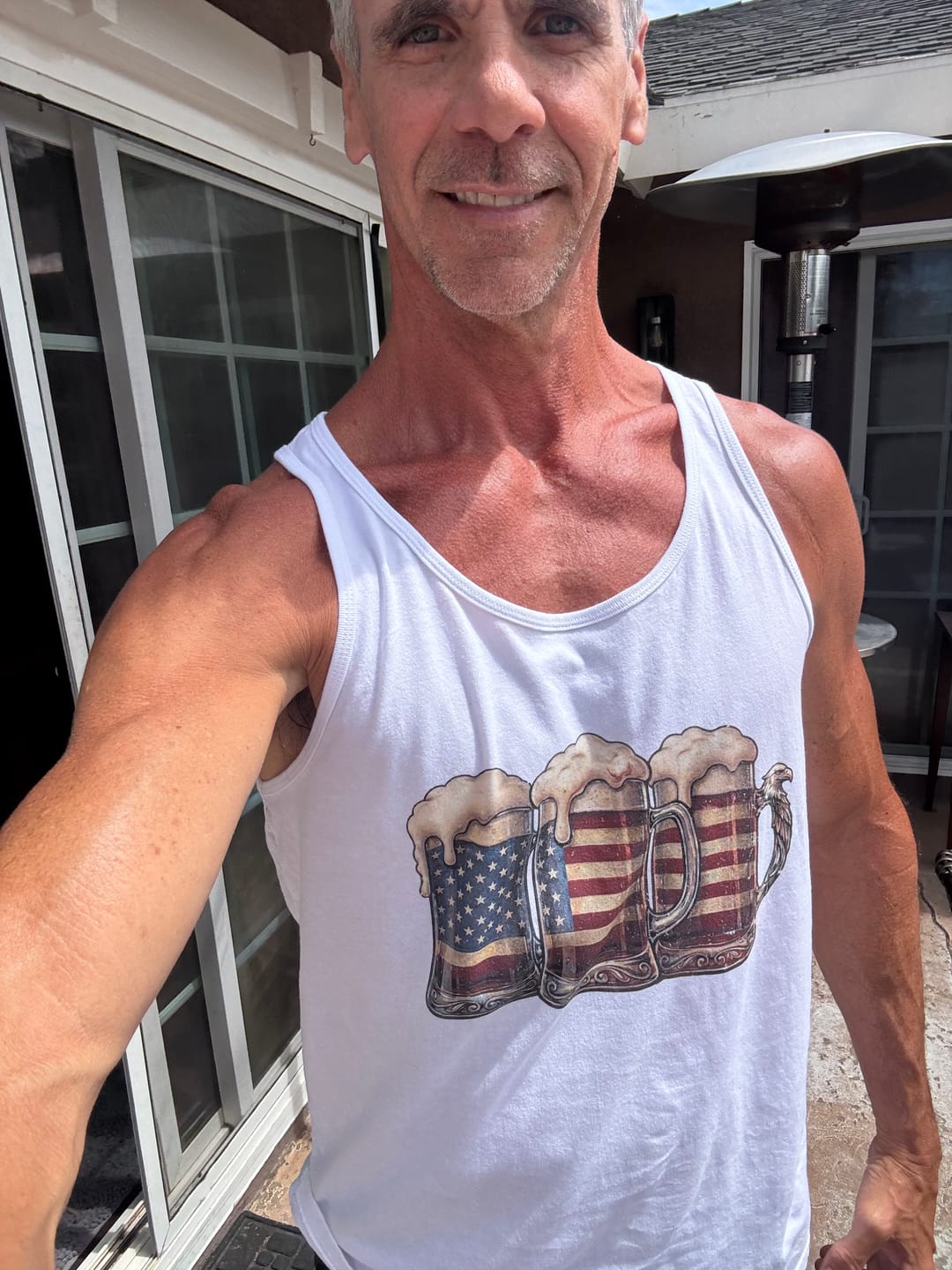 Customer photo review of American Flag Beer Mugs Tank