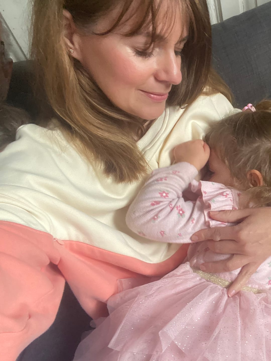 Customer photo review of Pregnancy & Breastfeeding Friendly Colour Block Jumper