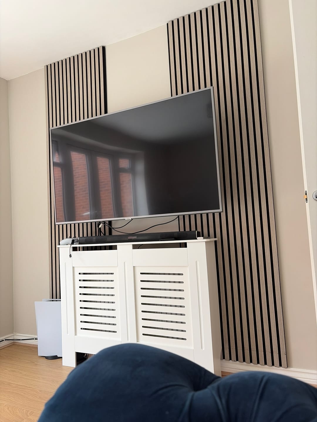 Customer photo review of SlatWall Acoustic Grey Oak Slatted Wall Panel