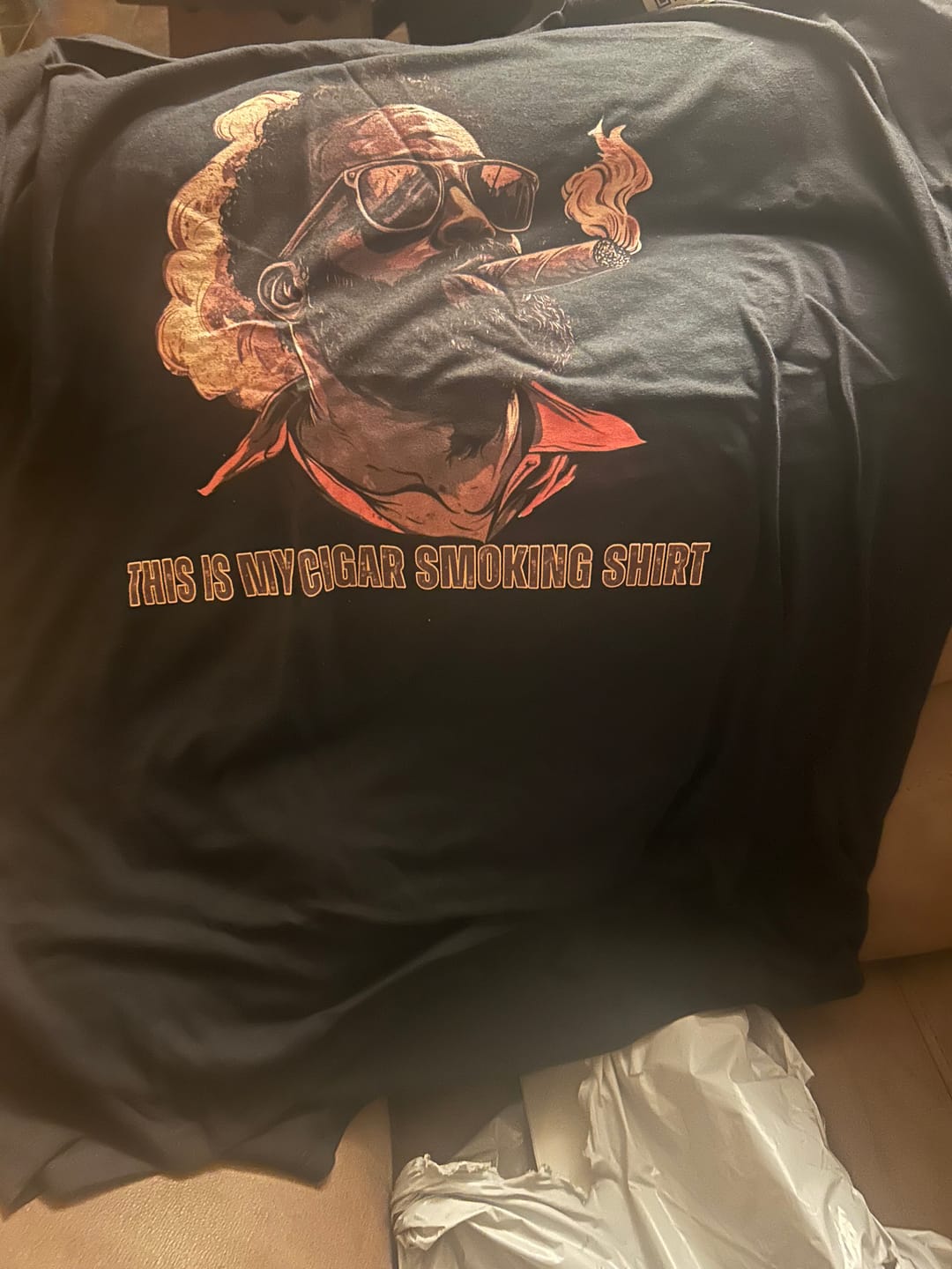 Customer photo review of Cigar Dad Tan Softstyle Tee