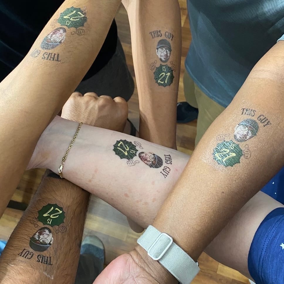 Customer photo review of This Guy's Birthday with Hands Custom Tattoo