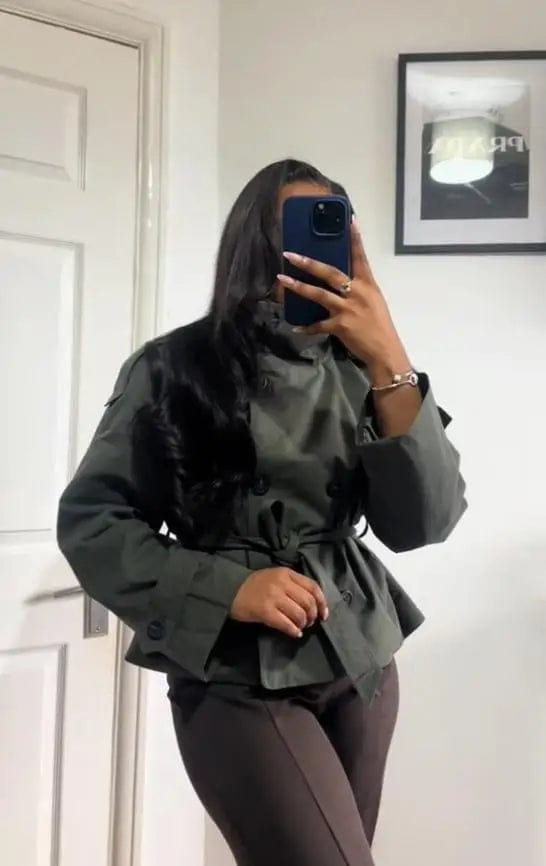 Customer photo review of Sofie Cropped Trench Coat