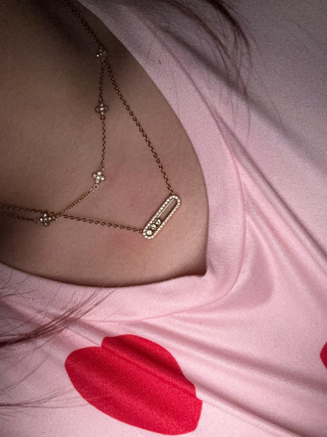 Customer photo review of Pave Flower Kette 14K Vergoldet
