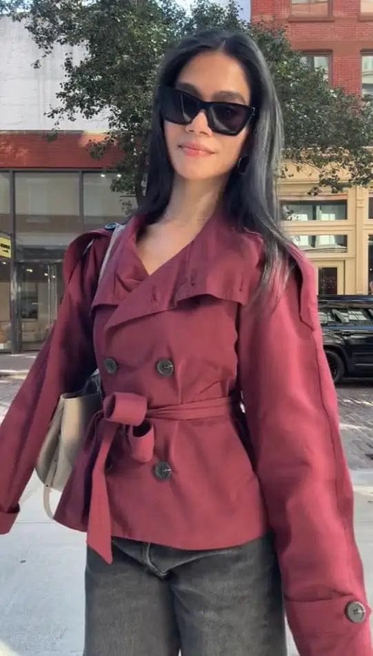 Customer photo review of Sofie Cropped Trench Coat