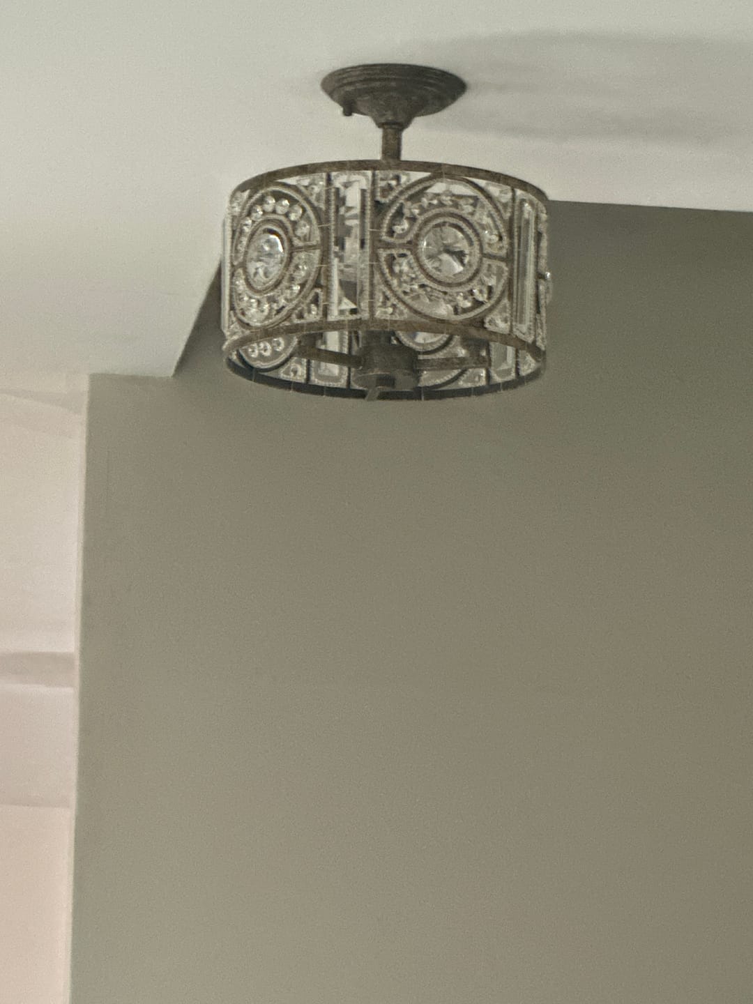 Customer photo review of Luxe Moroccan Antique Crystal Drum Semi Flush Mount