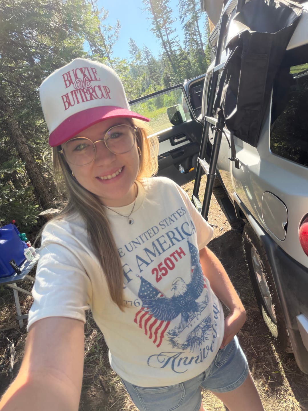 Customer photo review of USA 250th Anniversary Oversized Graphic Tee