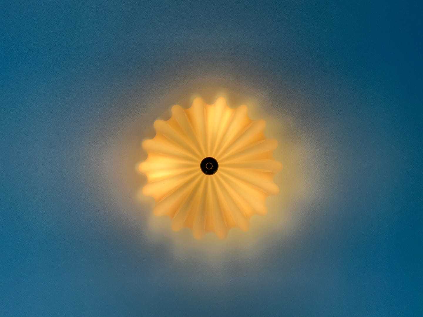 Customer photo review of Art Deco Pleated Flower Shine Glass Semi Flush Mount