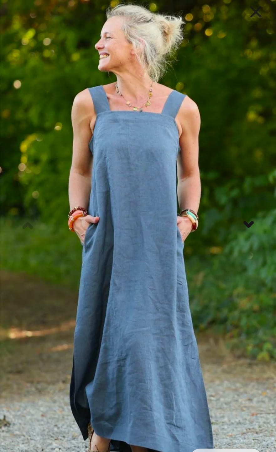 Customer photo review of Robe Sybille — Lin lavé bleu jean