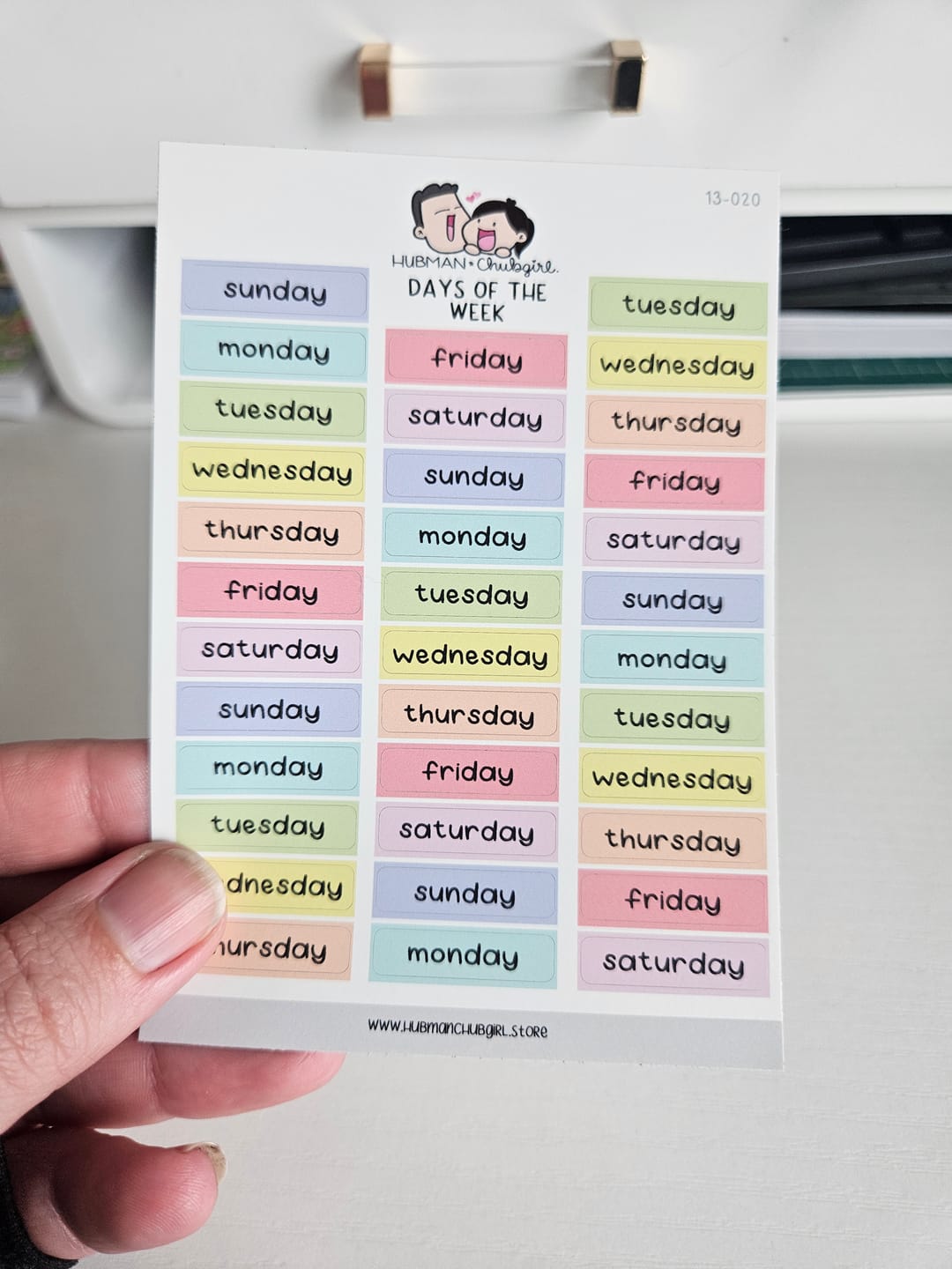 Customer photo review of Days of the Week - Rainbow Unicorns Planner Stickers