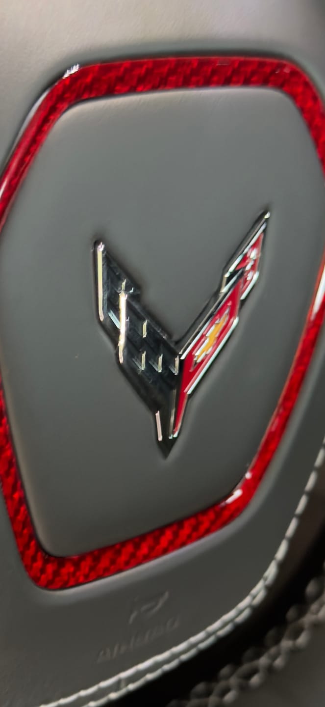 Customer photo review of C8 Corvette Real Carbon Fiber Steering Wheel Airbag Chrome Delete Trim Cover | Interior Upgrade (2020–2026)