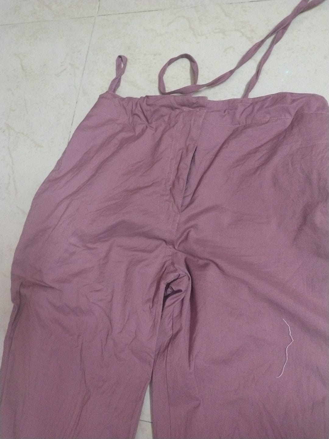 Customer photo review of Women Rose Taupe Airy Linen Straight Pants