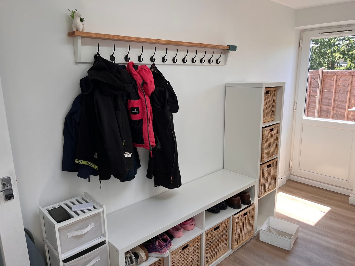 Customer photo review of White Coat Rack with Shelf