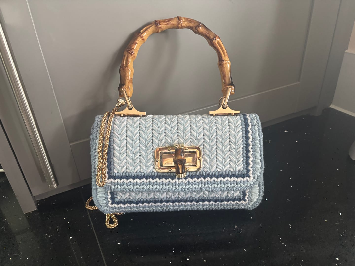 Customer photo review of Linden Whisper Clutch Cross Stitch DIY kit