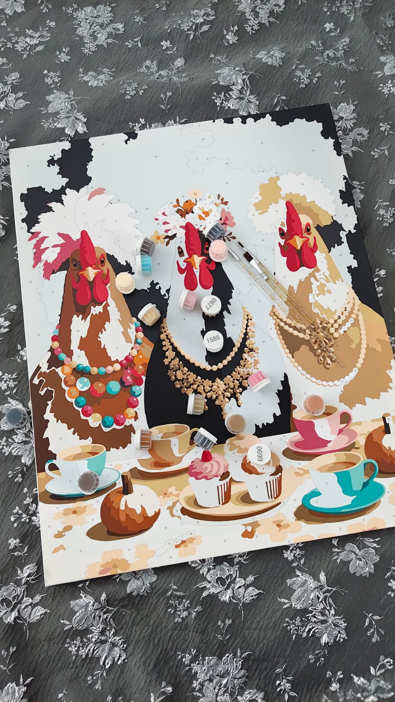 Customer photo review of Fancy Chickens Society | Paint by Number
