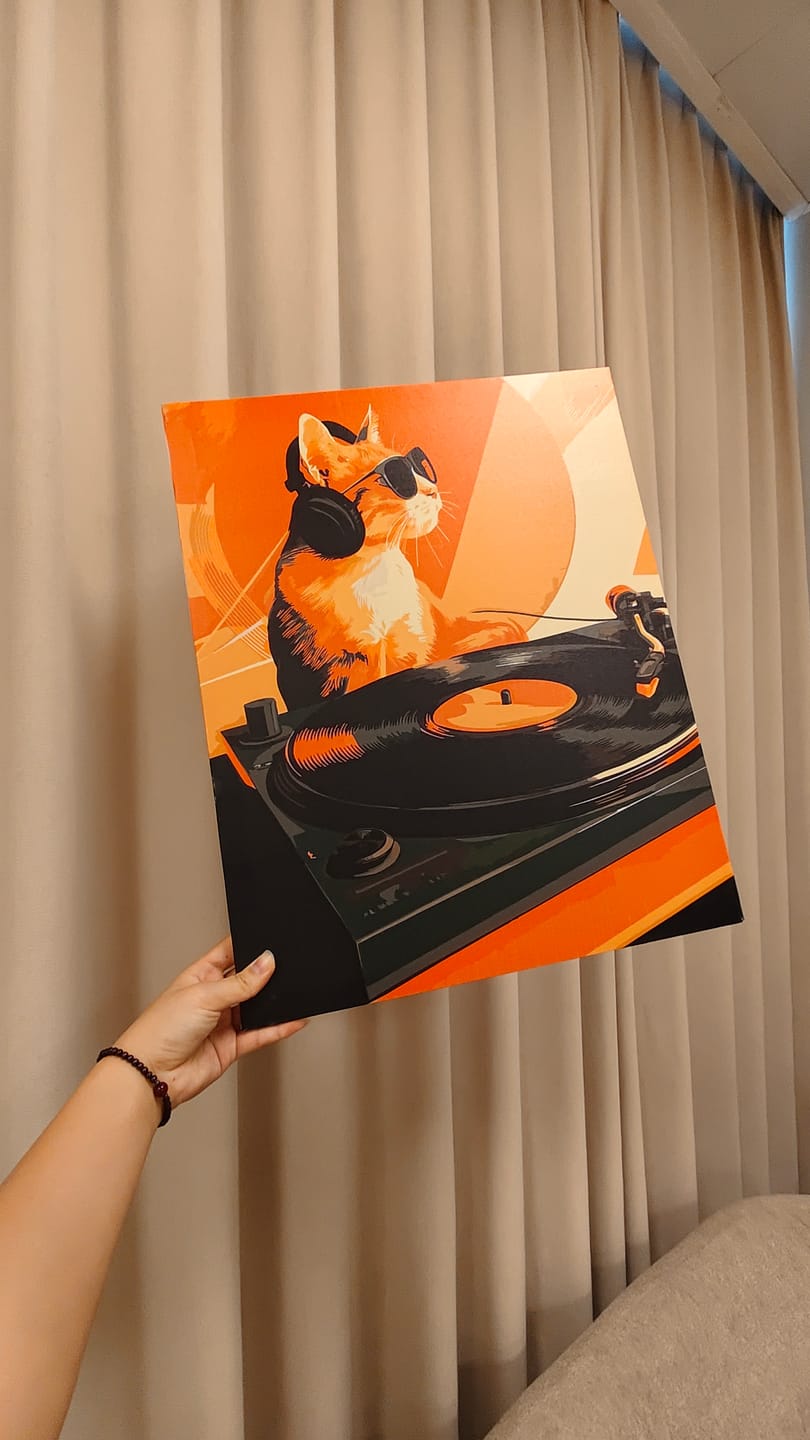 Customer photo review of Cat is a DJ | Paint by Number