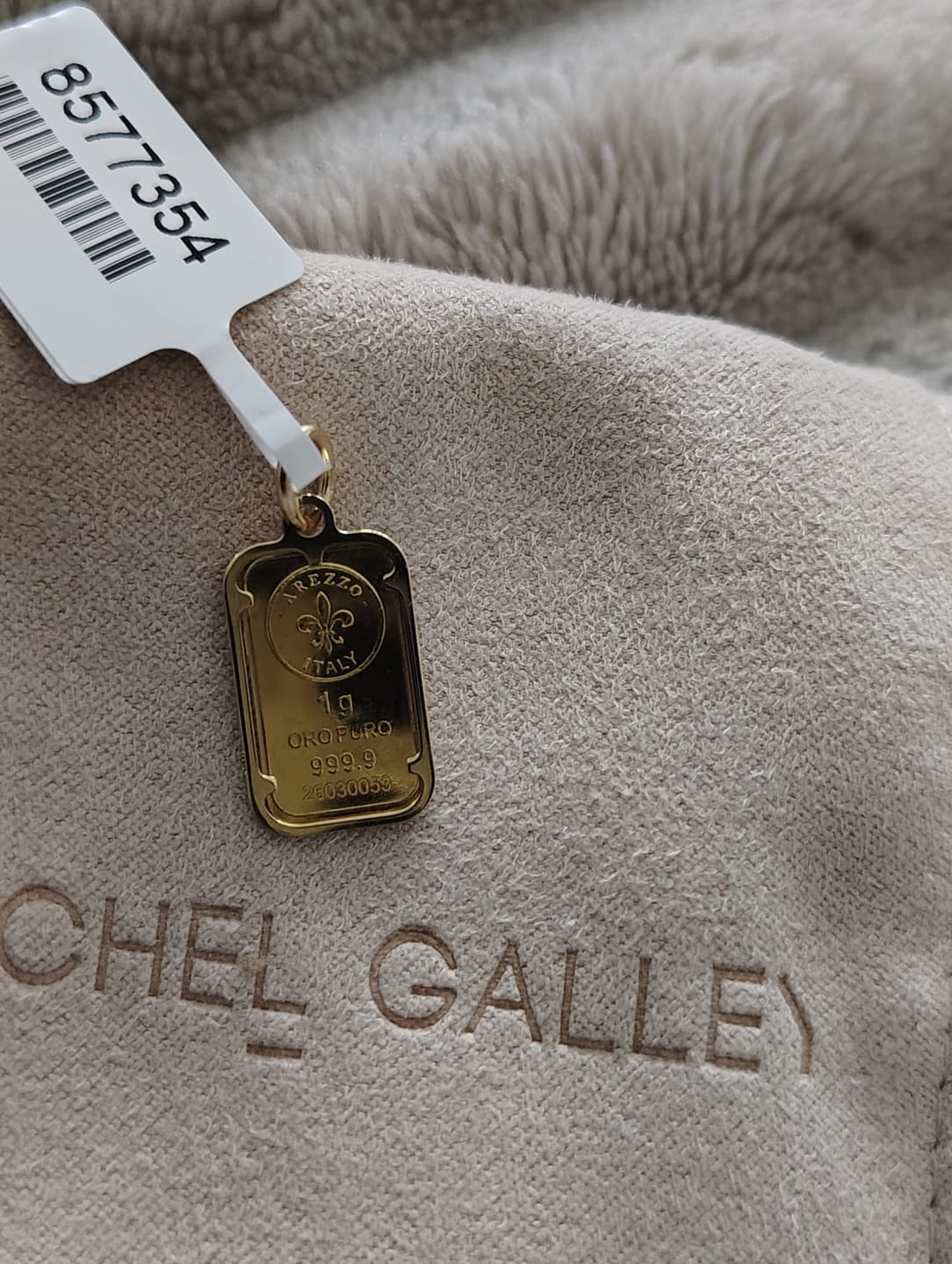 Customer photo review of Rachel Galley 24K Pure Gold Bullion (99.99% Gold Purity) Pendant with 9K Gold Frame
