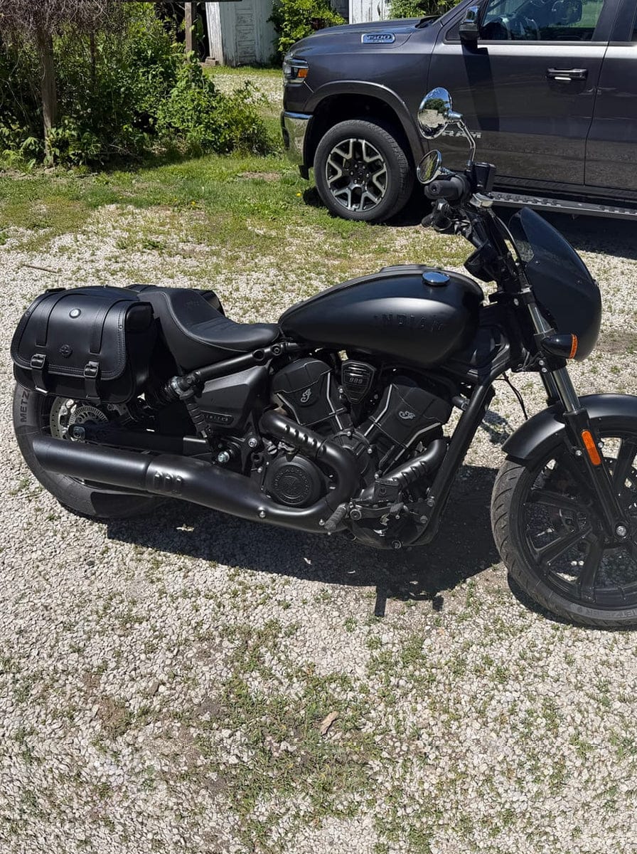 Customer photo review of 25L - SpiritBlade Medium Indian Scout Bobber Sixty Leather Motorcycle Saddlebags