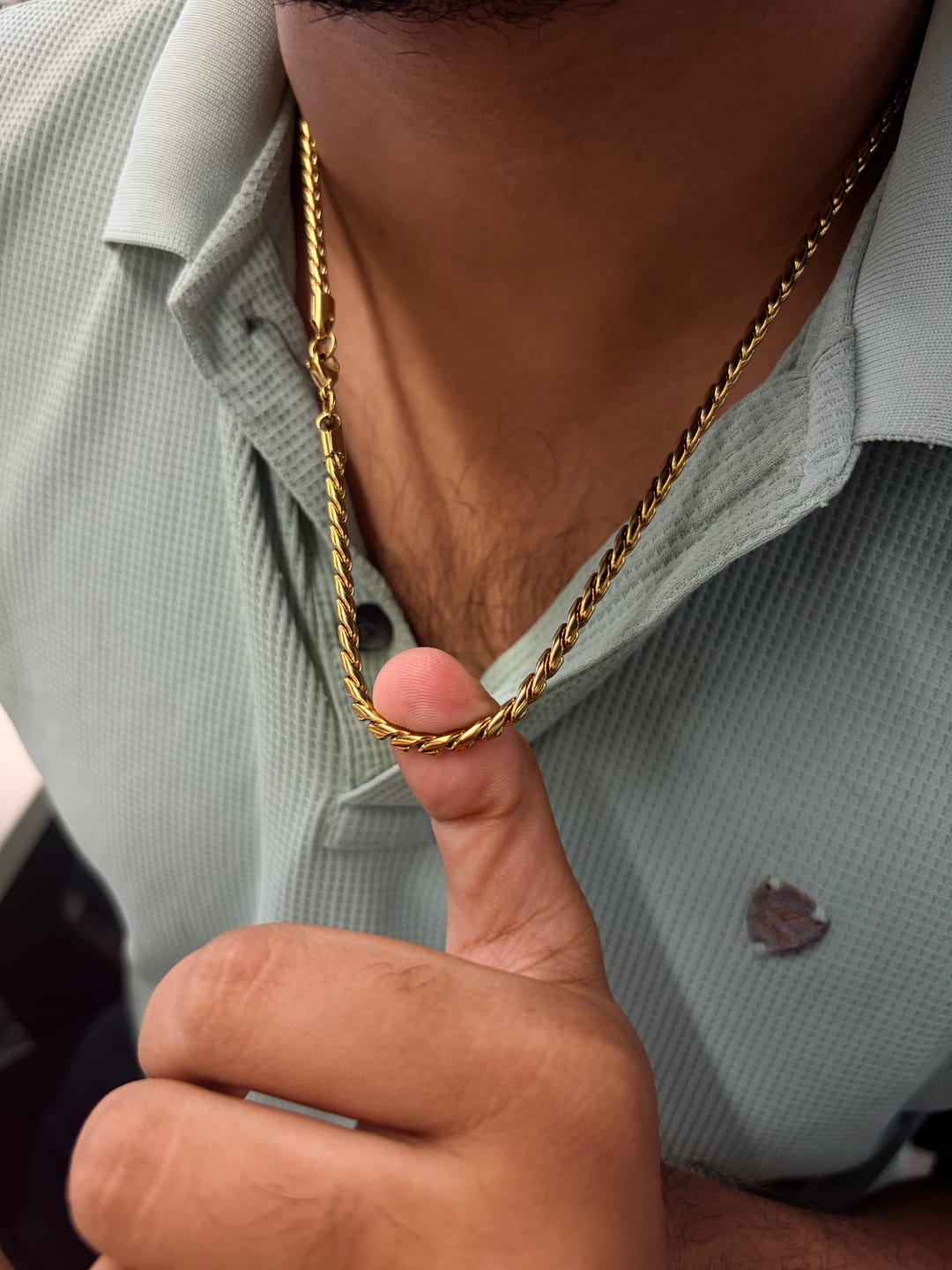 Customer photo review of 18K Gold Plated Anti Tarnish Waterproof Rope Chain