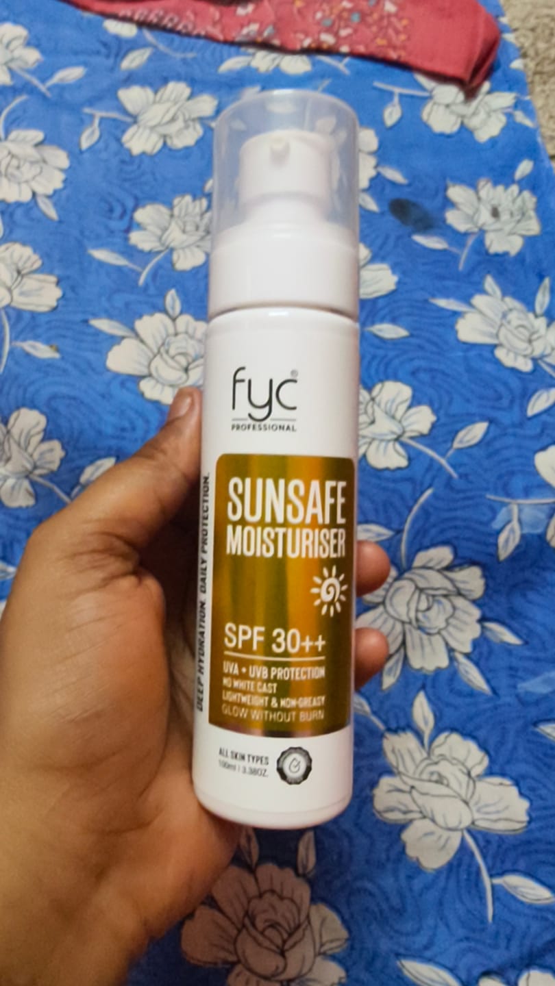 Customer photo review of FYC Professional SunSafe Moisturiser SPF Protection & Hydration Lotion – 100ml