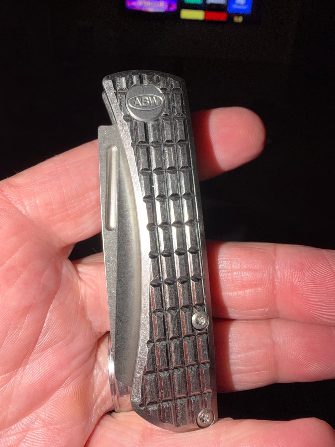 Customer photo review of ABW Slip Joint 2.25" – Frag Milled Titanium, MagnaCut Stonewash Wharncliffe – Made in USA