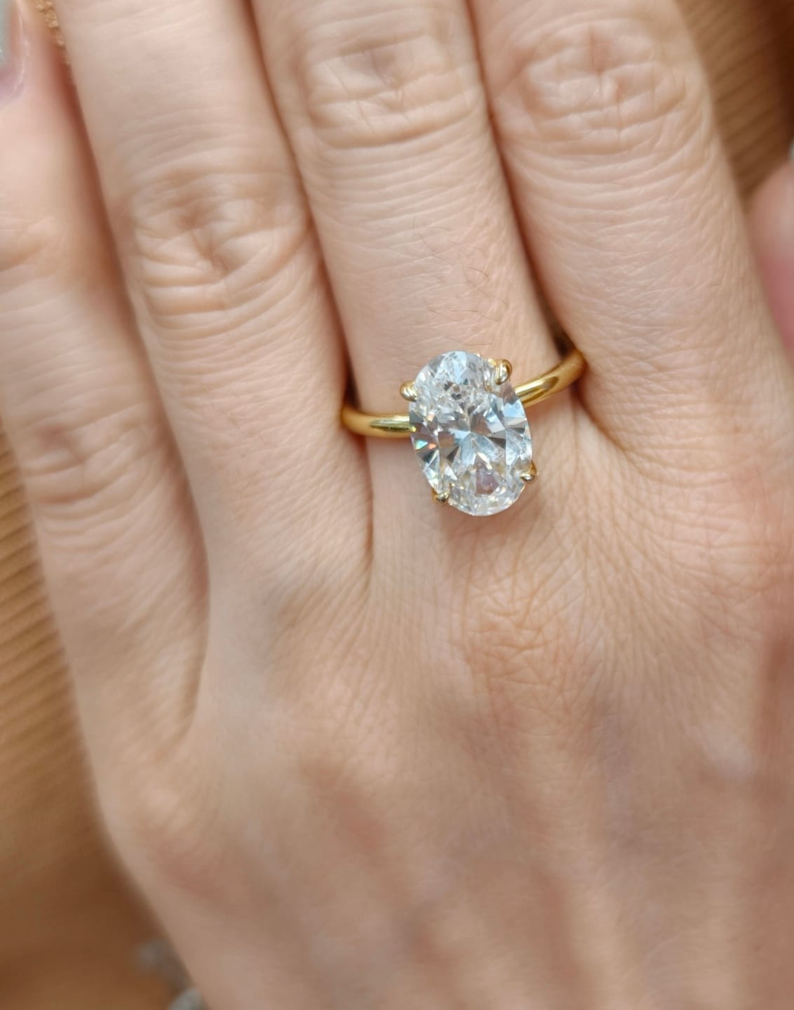 Customer photo review of S925 3.5 Carat Oval Cut Hidden Halo Engagement Ring In Sterling Silver Daily Wearable Ring